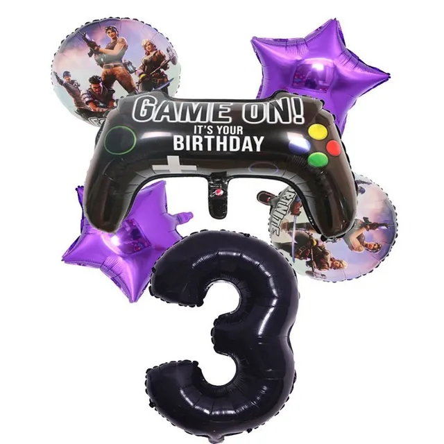 Štýlová narodeninová dekorácia s motívom populárnej hry Fortnite - sada balónov 6pcs A set 13