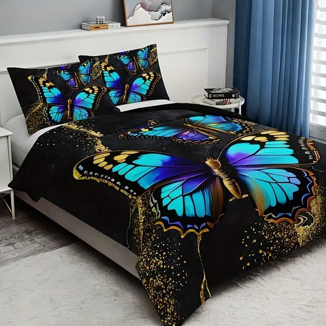 Moderné dvojité plachty s motýľmi a hviezdnatou oblohou - mäkké, priedušné a pohodlné