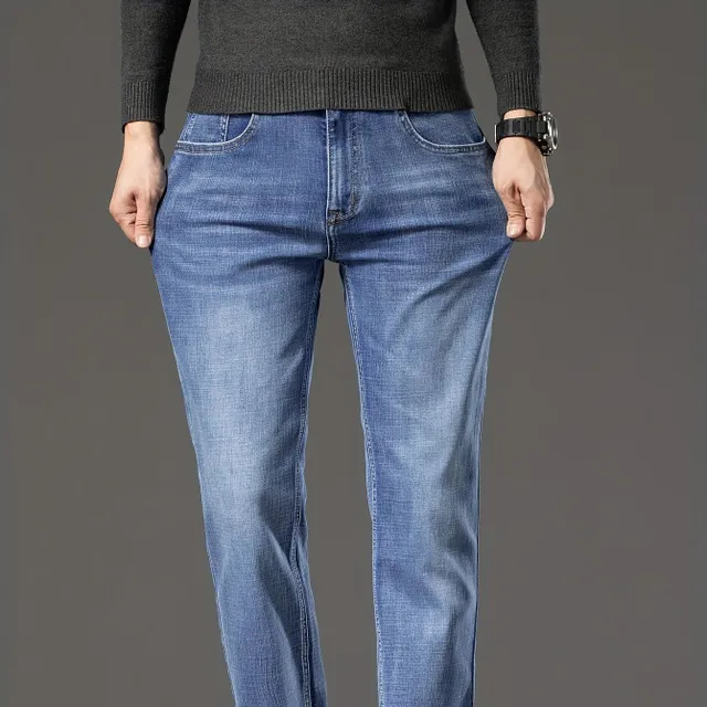 Men's jeans in slim fit cut from pleasant cotton mix with pockets - breathable and stylish