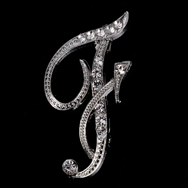 Luxurious women's brooch clip with English letter A-Z made of crystals and rhinestones