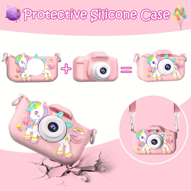 Selfie HD Camera Unicorn, 1080P Rechargeable Electronic Digital Camera, Toy With Portable Camera