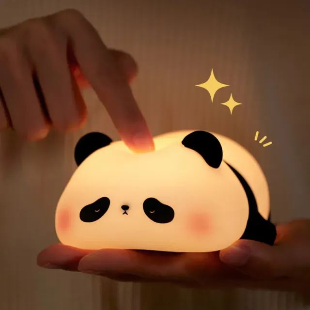 Silikónová nočná lampa v tvare pandy medvedej