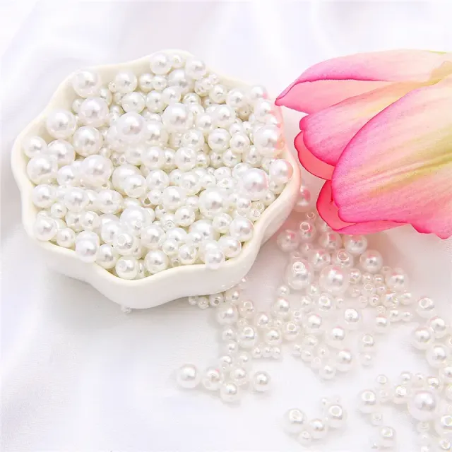 150pcs/Packaging Mix Sizes 3/4/5/6/8mm Beads With Hole Colorful Pearls Round acrylic Imitation Pearl DIY For Jewelry &amp; Handmade Work