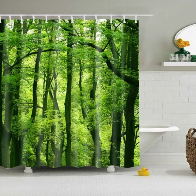 Shower curtain with nature motif