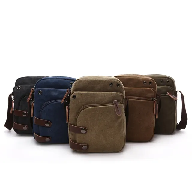 Fashionable men's summer portable small crossbody satchel from canvas