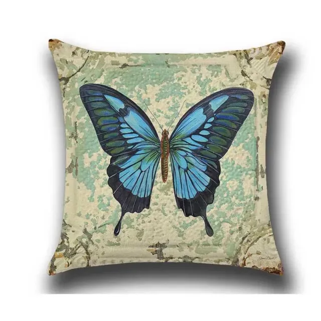 Housse de coussin rétro avec motif de papillon 45*45 cm pour décoration