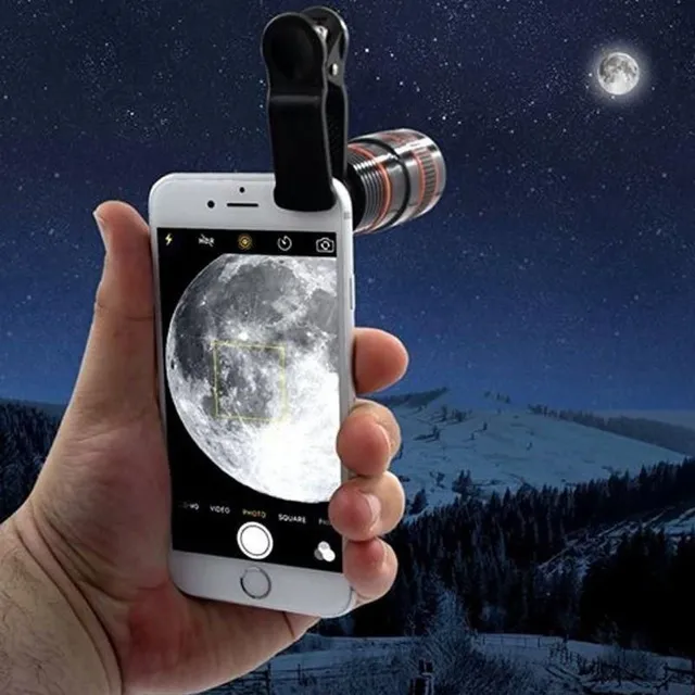 Univerzální objektiv 8x 12x pro mobilní telefony a fotoaparáty Smartphone Lens HD Telescope Optical Lens Zoom Clip Lens