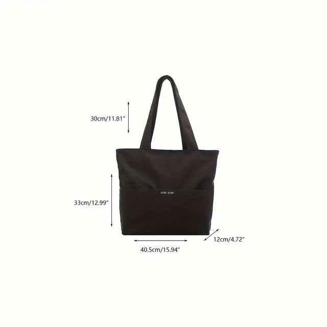 Practical women's tote bag in monochrome design, large capacity, for travel and work