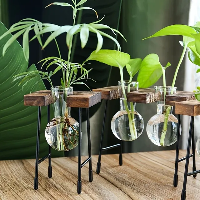Vază de sticlă transparentă, sticlă hidroponică pentru cameră de zi, birou, birou, decorațiuni creative pentru masă, aranjarea florilor, ghiveci decorativ, flori artificiale de morcovi