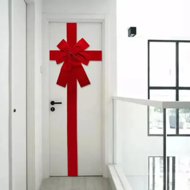 Large red bow for doors for Christmas and New Year's decoration