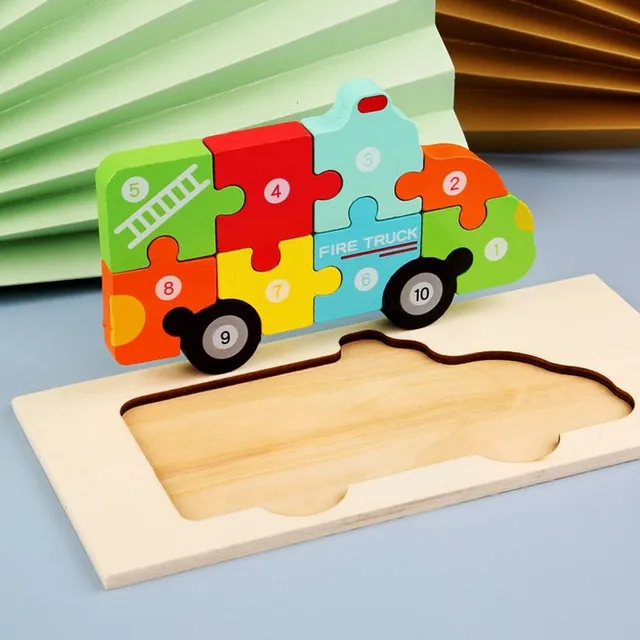 Detské drevené číslované puzzle rôznych tvarov Antonio