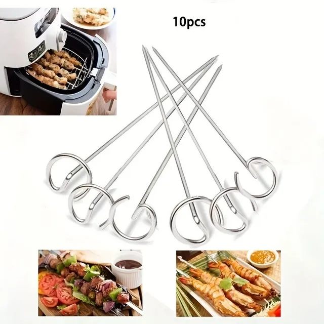 10 stainless steel skewers for deep fryer and grill