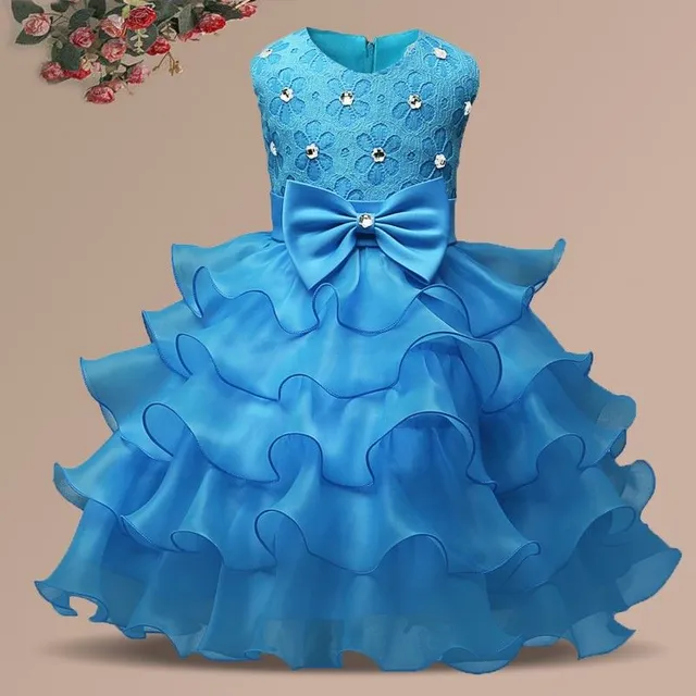 Girl princess dress with big bow Idelle - 8 colour options