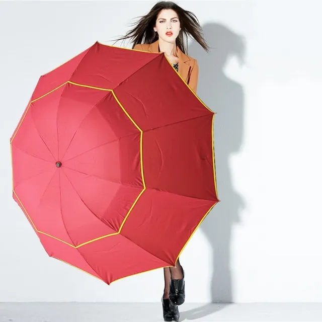 Large folding wind-resistant umbrella Red