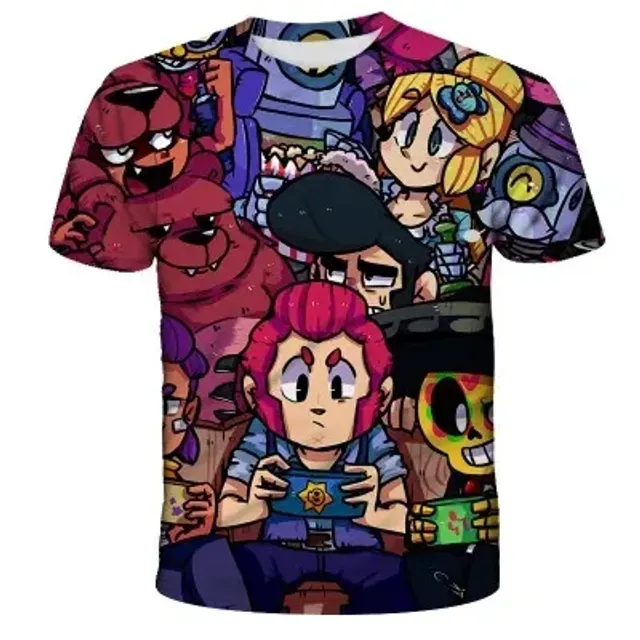 Koszulka unisex z kolorowymi nadrukami w motywy Brawl Stars