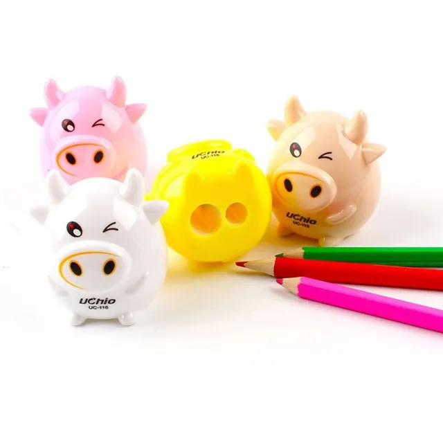 Cute school pencil sharpener in the shape of a cow