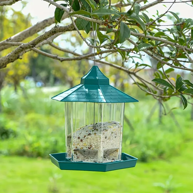 Automatic bird feeder, hanging, plastic