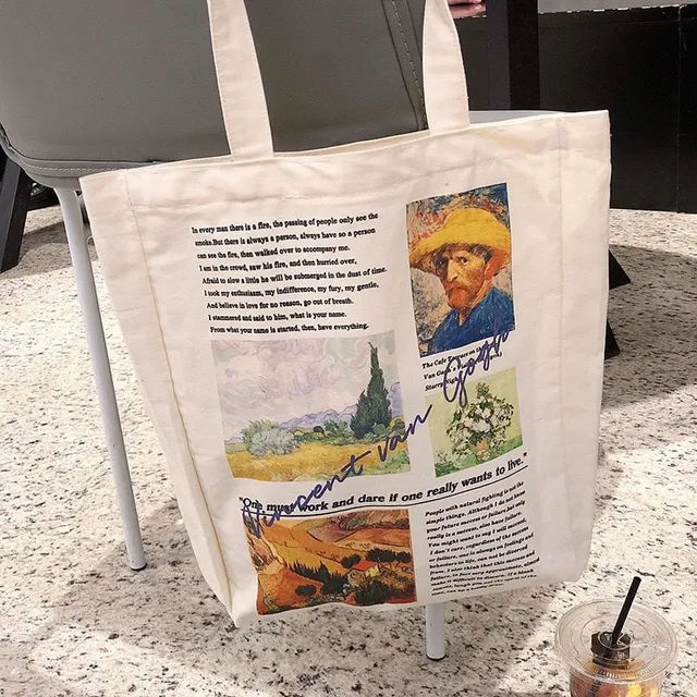 Grafická látková nákupná taška Van Gogh - STOP IGELITKÁM!
