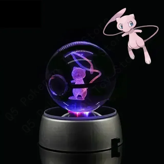 Cute Pokéball-shaped 3D table lamp with Pokémon motif