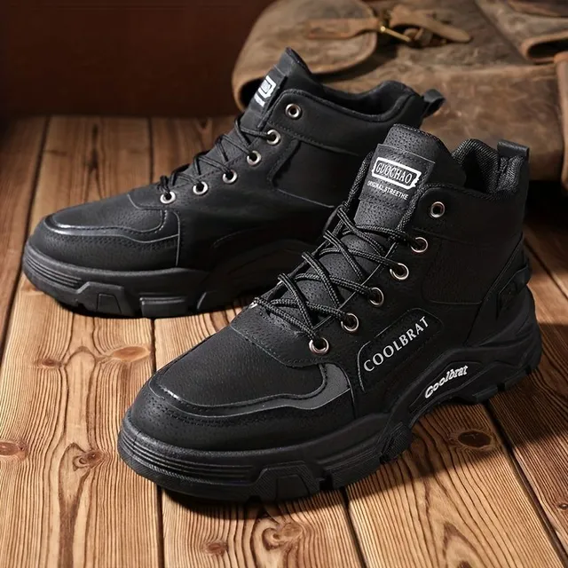 Men's leather ankle boots with laces - Comfortable and breathable