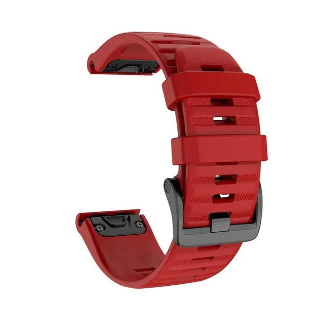 Replacement silicone band strap for Garmin QuickFit Phoenix, Tactic Bravo, Forerunner, Descent, Quantix and D2 Bravo red 26mm