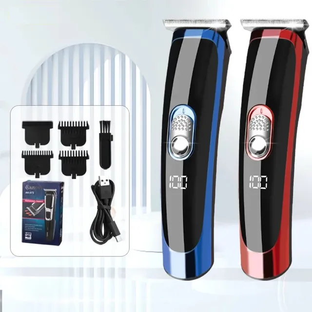 Trimmer profesional portabil electric pentru îngrijirea părului și barbii cu lame schimbabile pentru lungimea tunsului