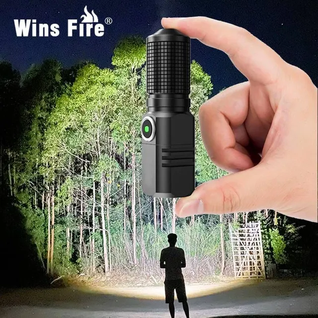 XHP50 LED USB C Rechargeable Mini Battery 16340 18650 Battery 1500lm Powerful Flashlight can be closed with one click