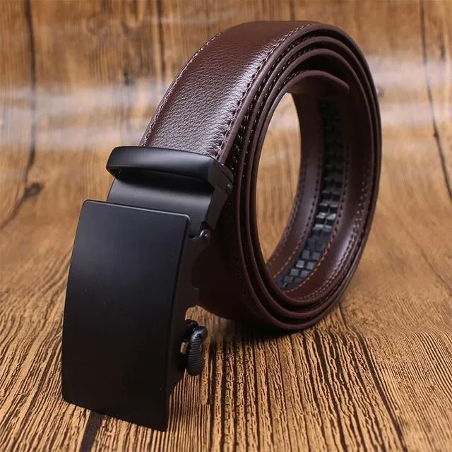 Men's adjustable buckle mechanism Leather belt