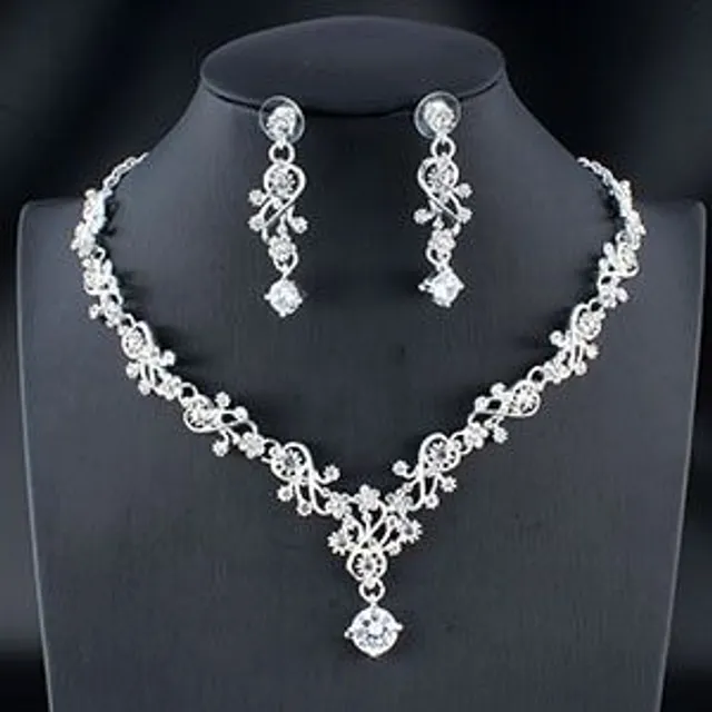 Set dámskych svadobných šperkov - náhrdelník + náušnice