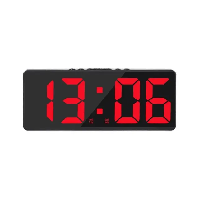 Digital alarm clock with LED display and temperature