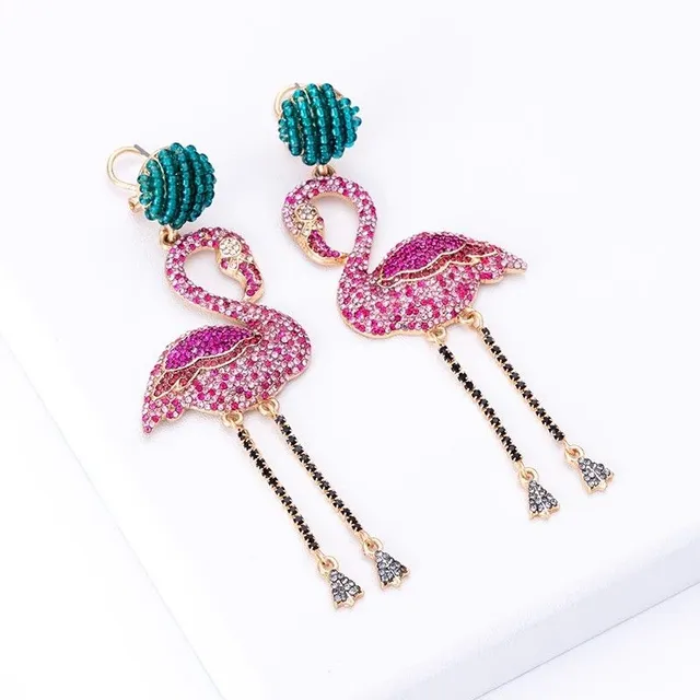 Women's hanger earrings flamingos