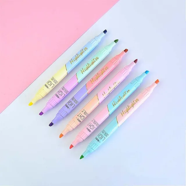 Modern trendy set of highlight markers in pastel colours 6 pcs