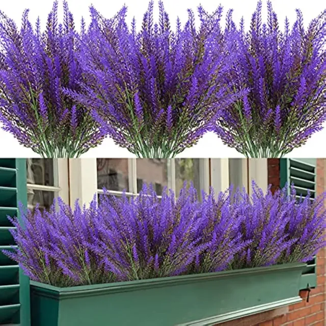 3 pcs Artificial lavender, velvet finish, plastic - wedding bouquet, home decoration, interior and exterior