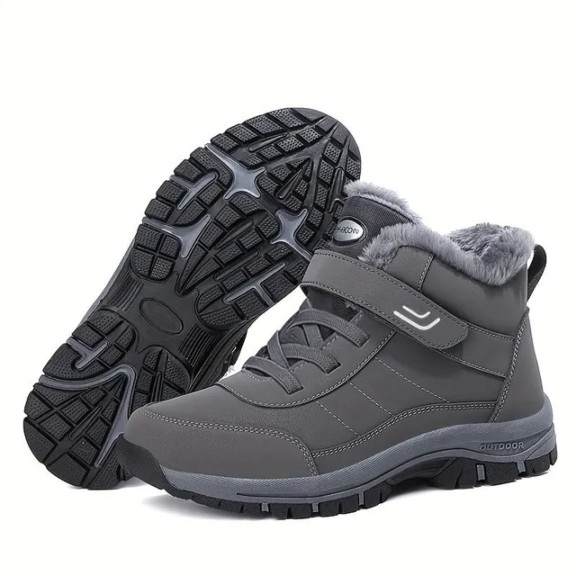 Men's winter snow boots with warm teddy lining, anti-slip, for outdoor activities