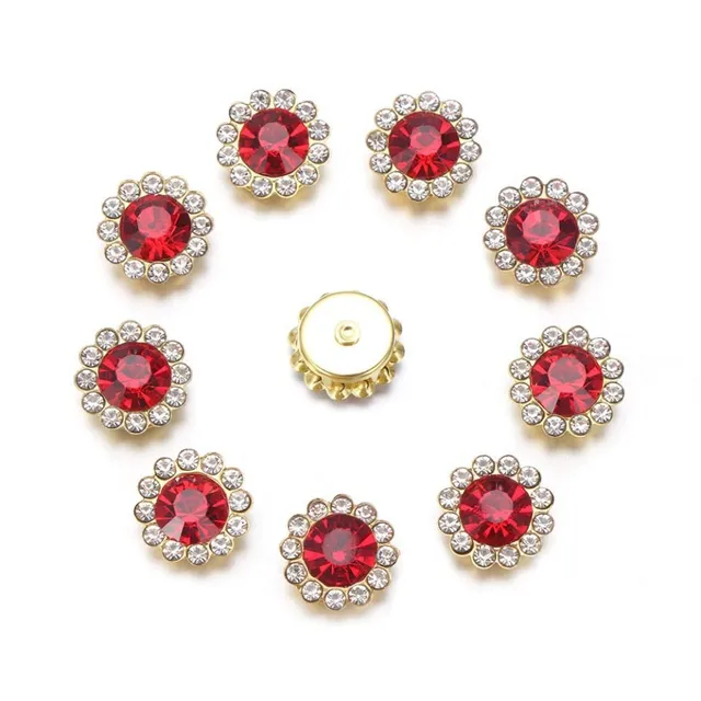 Crystal buttons in flower shape - set 10 pcs