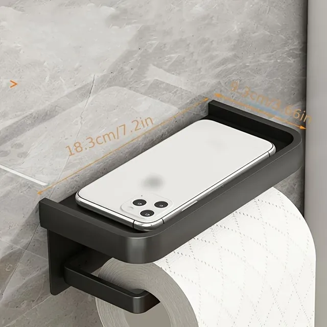Držák toaletního papíru s poličkou - Koupelnový zásobník na toaletní papír, nástěnná dávkovač papíru, koupelnová polička na papír, koupelnové doplňky, úložný prostor a organizace v koupelně