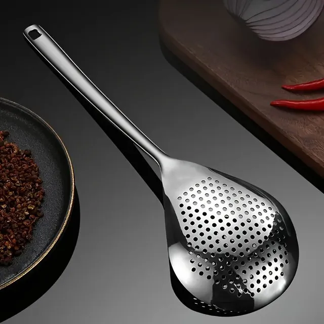 Stainless steel sieve and colander with perforated spoon