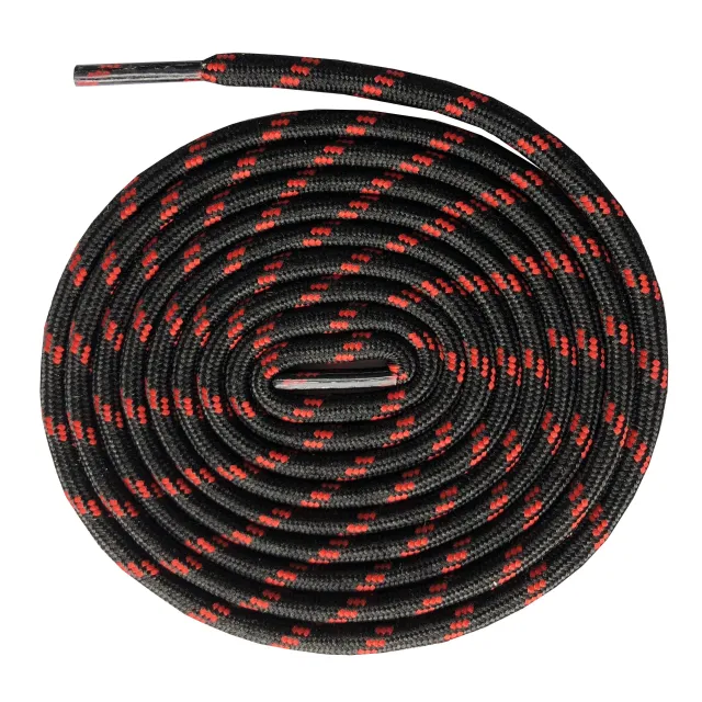 Kulaté zavazovací tkaničky black with red 120cm