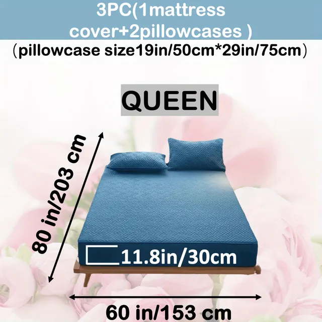 Waterproof mattress with ultrasound technology, uniform colour, washable, antibacterial, anti-spinning, soft and comfortable