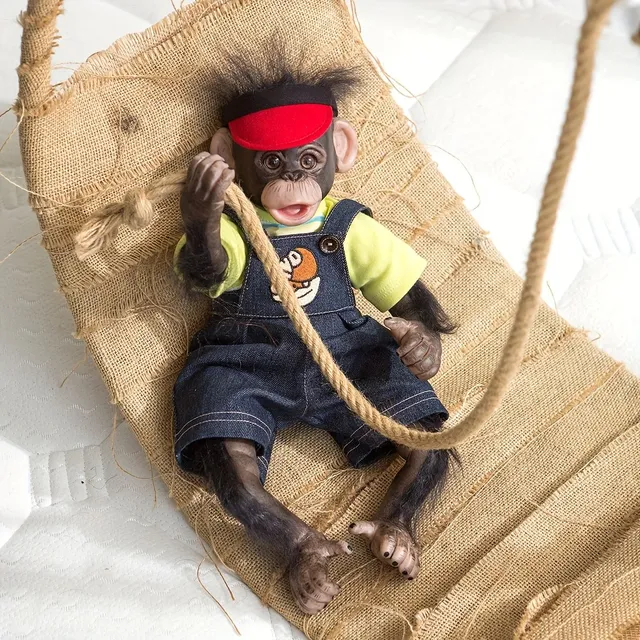 Hand painted realistic monkey reborn doll - prematurely born cub (Orangutan) - collector's piece of art