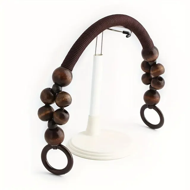 Wooden beaded ear for purse with nylon rope - for your own crochet bags