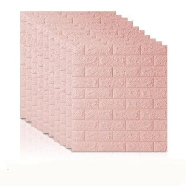 Tapet 3D pentru perete / cărămizi light-pink 77x70x0-65-cm