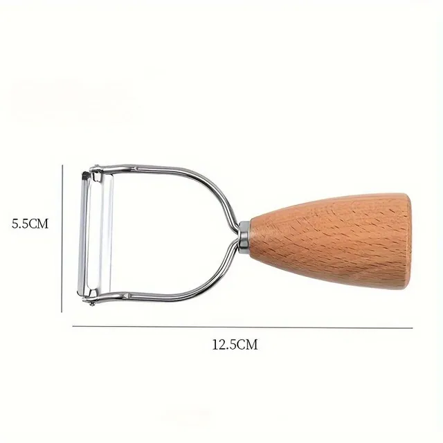 Stainless steel hand grater for food with handle made of beech wood