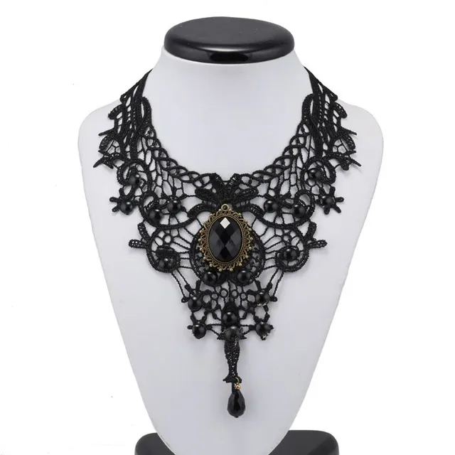 Vintage Ladies Lace Necklace (Black)