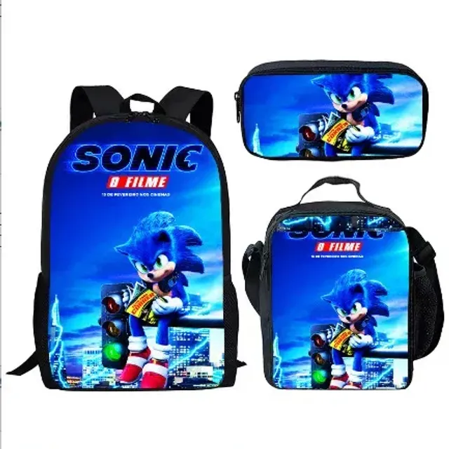 Children's school set with prints in Sonic themes