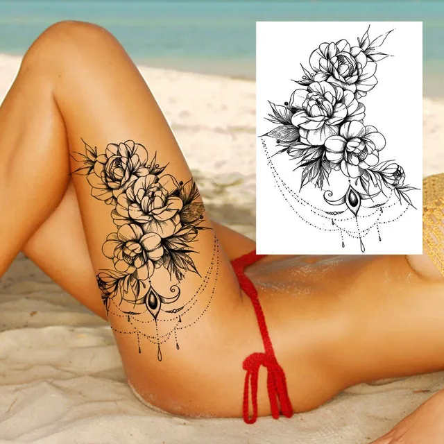 Tatuaj temporar sexy cu motive florale pentru femei