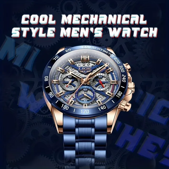 Luxurious waterproof men's watch with chronograph and breathing design - Top brand, ideal gift