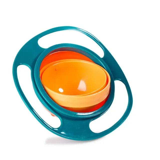 Universal bowl for children with 360° rotation for seamless feeding and training balance