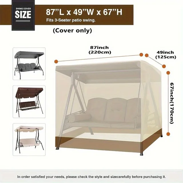 Cover for 3 local outdoor swing/seat set of the hamaka type