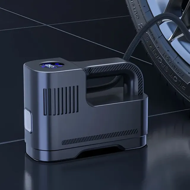 Compresor portabil cu manometru digital și iluminare LED - pompa de aer pentru mașini, motociclete și altele